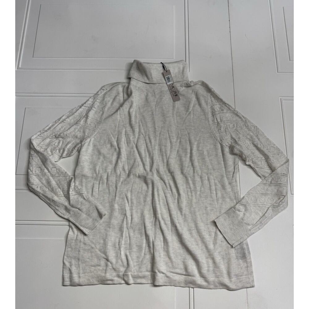 Nic + Zoe NWT Womens Tan Cotton Turtleneck Long Sleeve Top Size XL Sleeve Detail